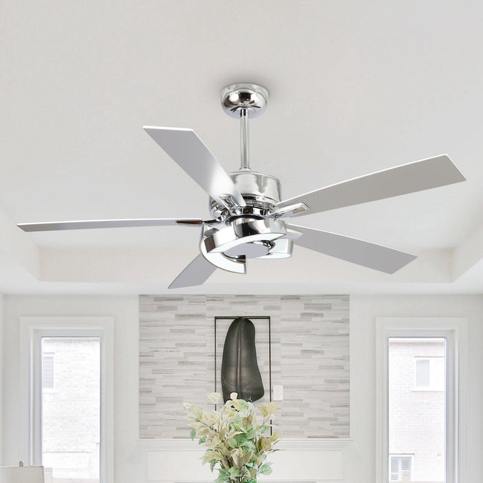 52" Vendome Industrial DC Motor Downrod Mount Reversible Ceiling Fan with Lighting and Remote Control - Sweatfully