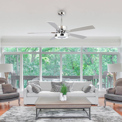 52" Vendome Industrial DC Motor Downrod Mount Reversible Ceiling Fan with Lighting and Remote Control - Sweatfully