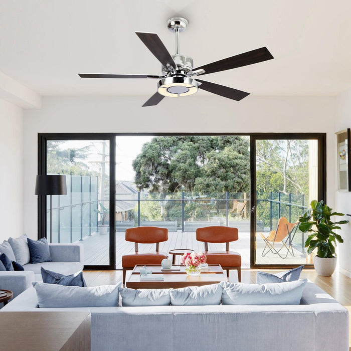 52" Vendome Industrial DC Motor Downrod Mount Reversible Ceiling Fan with Lighting and Remote Control - Sweatfully