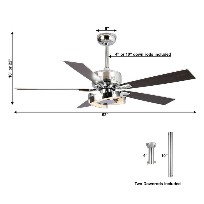 52" Vendome Industrial DC Motor Downrod Mount Reversible Ceiling Fan with Lighting and Remote Control - Sweatfully