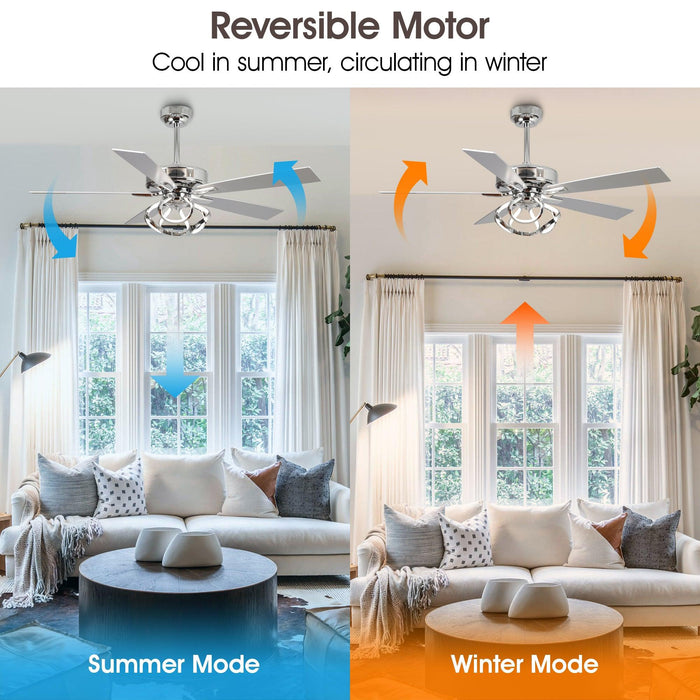 52" Zelda Modern DC Motor Downrod Mount Reversible Ceiling Fan with Lighting and Remote Control - Sweatfully