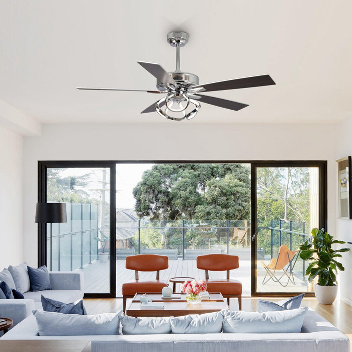 52" Zelda Modern DC Motor Downrod Mount Reversible Ceiling Fan with Lighting and Remote Control - Sweatfully