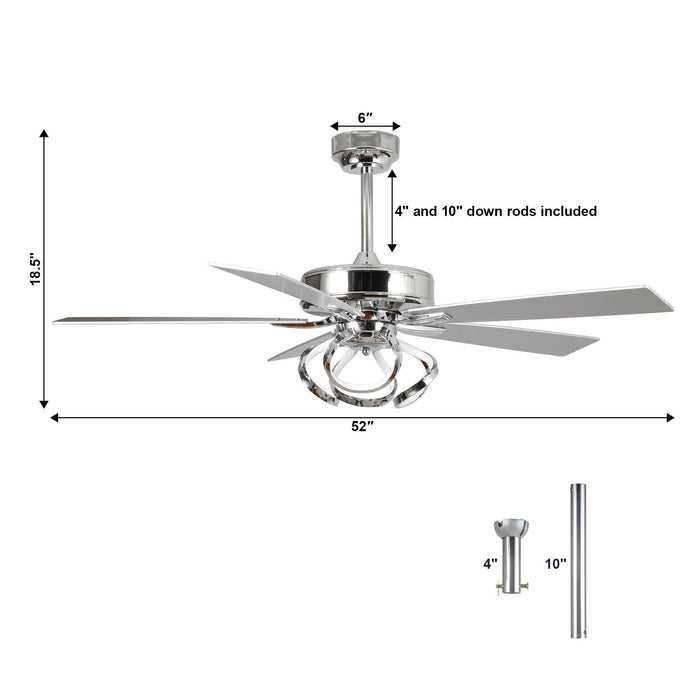 52" Zelda Modern DC Motor Downrod Mount Reversible Ceiling Fan with Lighting and Remote Control - Sweatfully