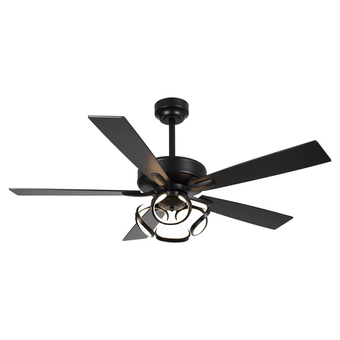 52" 6 Speed DC Black Ceiling Fan with Lighting - Sweatfully