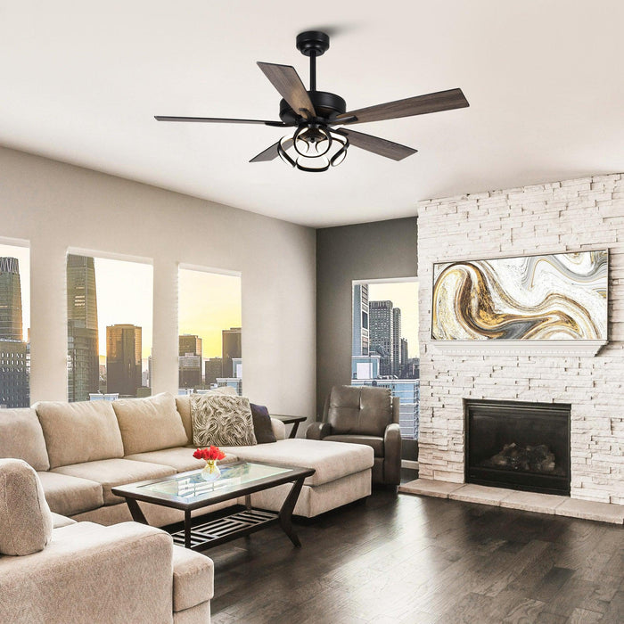 52" 6 Speed DC Black Ceiling Fan with Lighting - Sweatfully