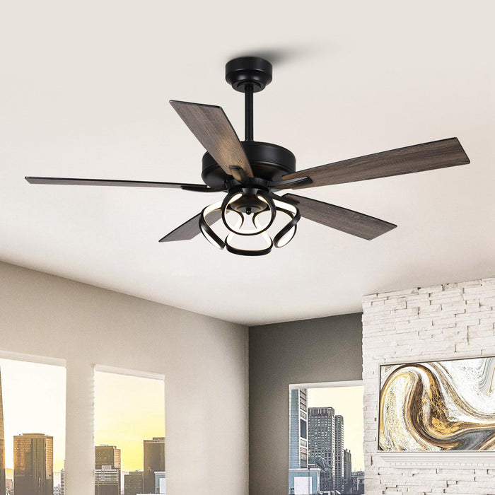 52" 6 Speed DC Black Ceiling Fan with Lighting - Sweatfully