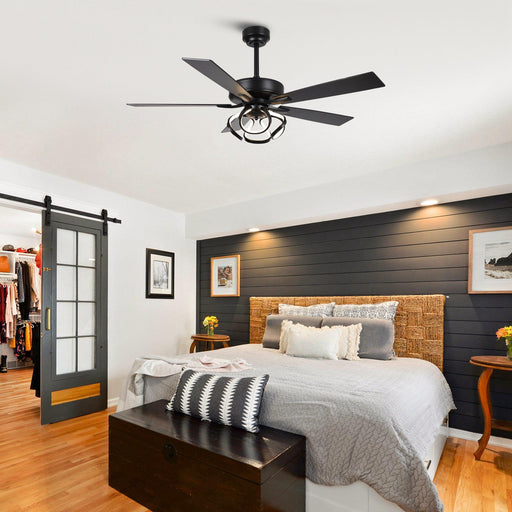 52" 6 Speed DC Black Ceiling Fan with Lighting - Sweatfully