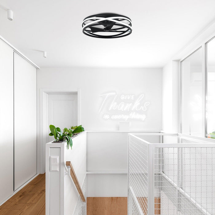 20" Preen Industrial Flush Mount Reversible Ceiling Fan - Sweatfully
