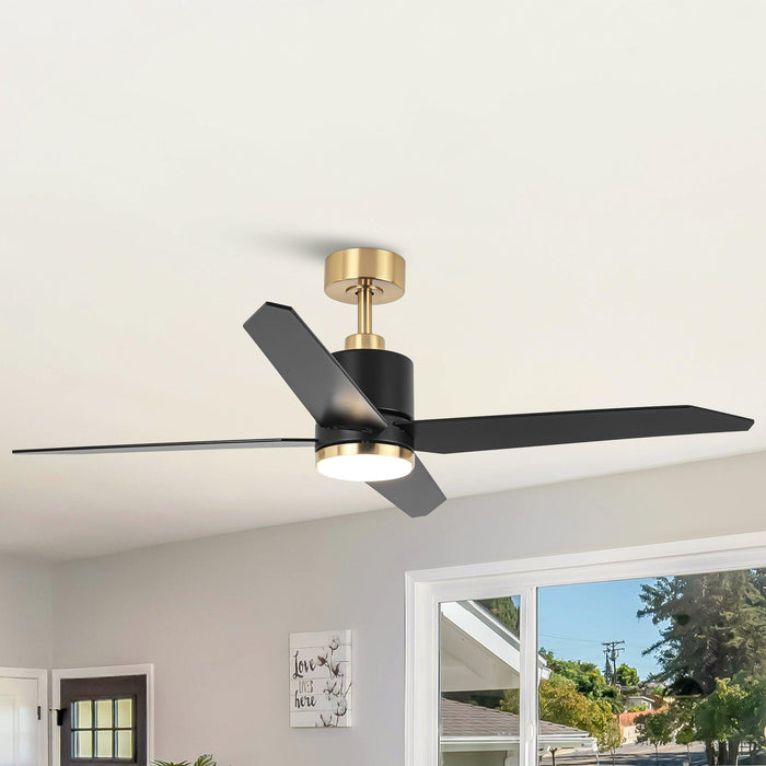 52" Ashby Industrial Satin Nickel DC Motor Ceiling Fan with LED Lighting and Remote Control - Sweatfully