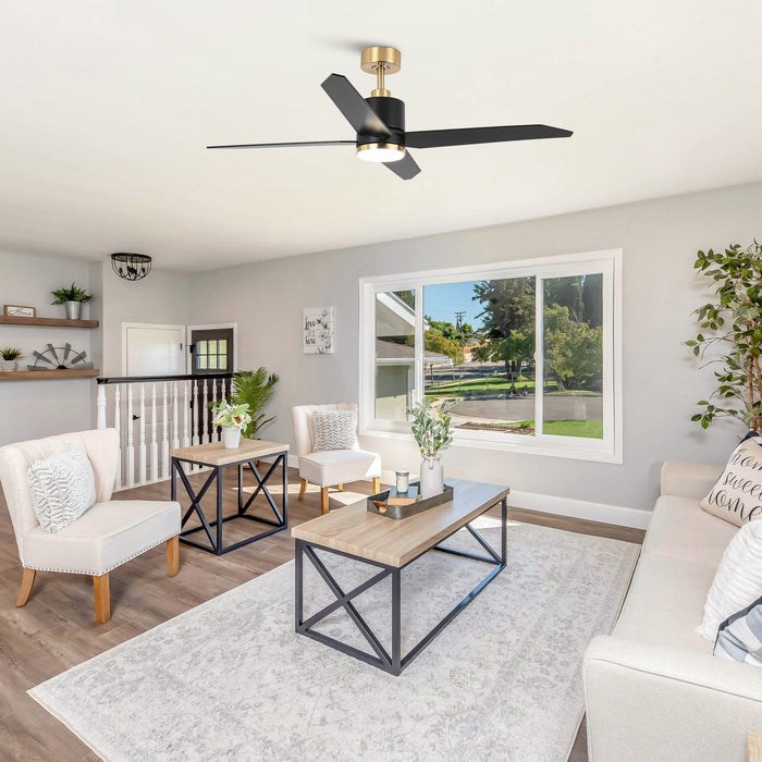 52" Ashby Industrial Satin Nickel DC Motor Ceiling Fan with LED Lighting and Remote Control - Sweatfully