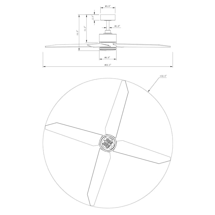 52" Ashby Industrial Satin Nickel DC Motor Ceiling Fan with LED Lighting and Remote Control - Sweatfully