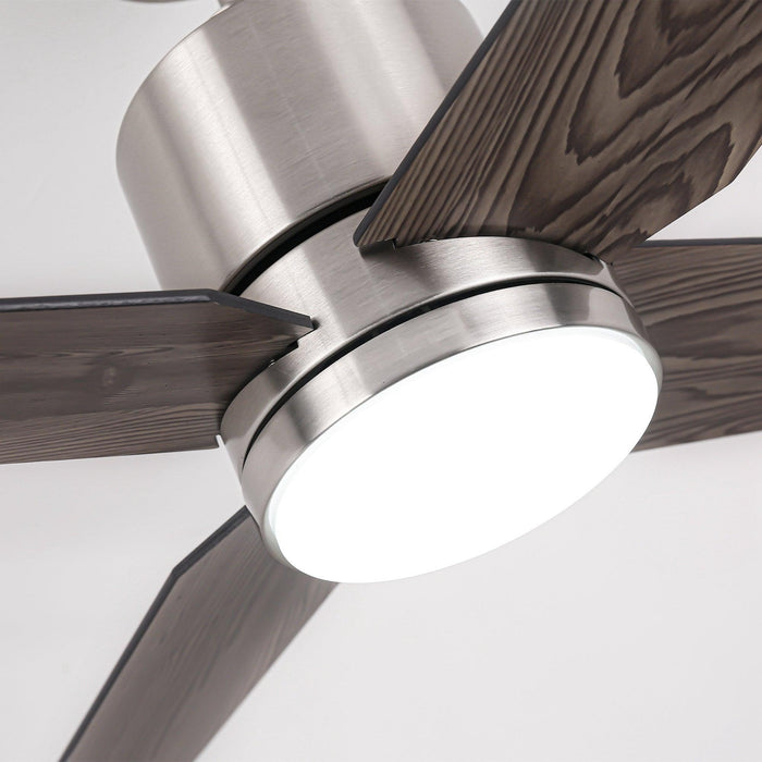 52" Ashby Industrial Satin Nickel DC Motor Ceiling Fan with LED Lighting and Remote Control - Sweatfully
