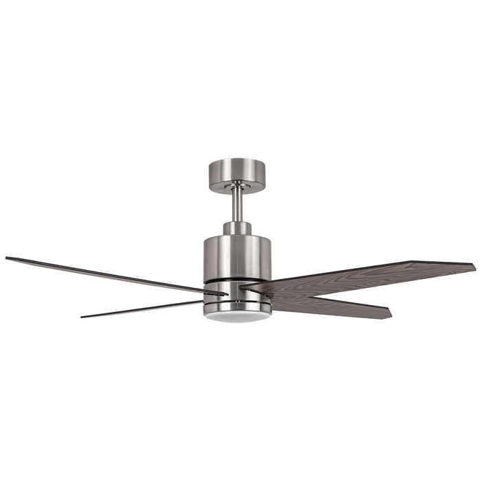52" Ashby Industrial Satin Nickel DC Motor Ceiling Fan with LED Lighting and Remote Control - Sweatfully