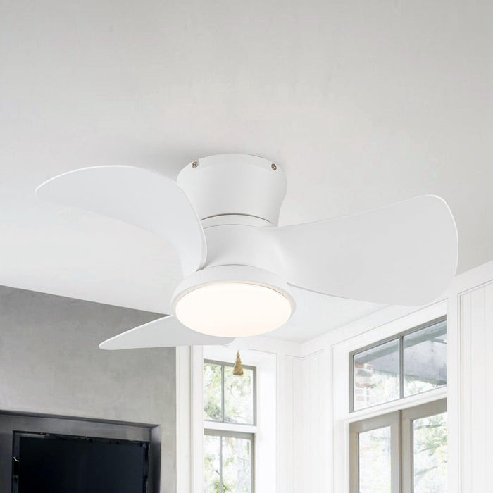 31" Mazon Modern DC Motor Flush Mount Reversible Ceiling Fan with LED Lighting and Remote Control - Sweatfully