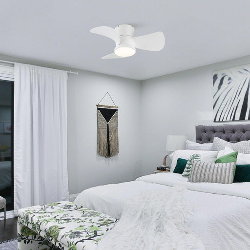 31" Mazon Modern DC Motor Flush Mount Reversible Ceiling Fan with LED Lighting and Remote Control - Sweatfully