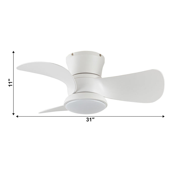 31" Mazon Modern DC Motor Flush Mount Reversible Ceiling Fan with LED Lighting and Remote Control - Sweatfully