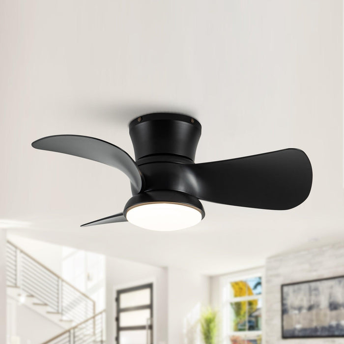 31" Mazon Modern DC Motor Flush Mount Reversible Ceiling Fan with LED Lighting and Remote Control - Sweatfully