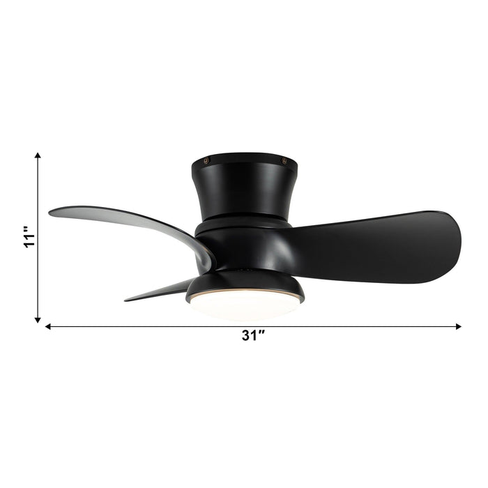 31" Mazon Modern DC Motor Flush Mount Reversible Ceiling Fan with LED Lighting and Remote Control - Sweatfully