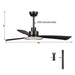 52" Bohemian Industrial DC Motor Downrod Mount Reversible Ceiling Fan with Lighting and Remote Control - Sweatfully