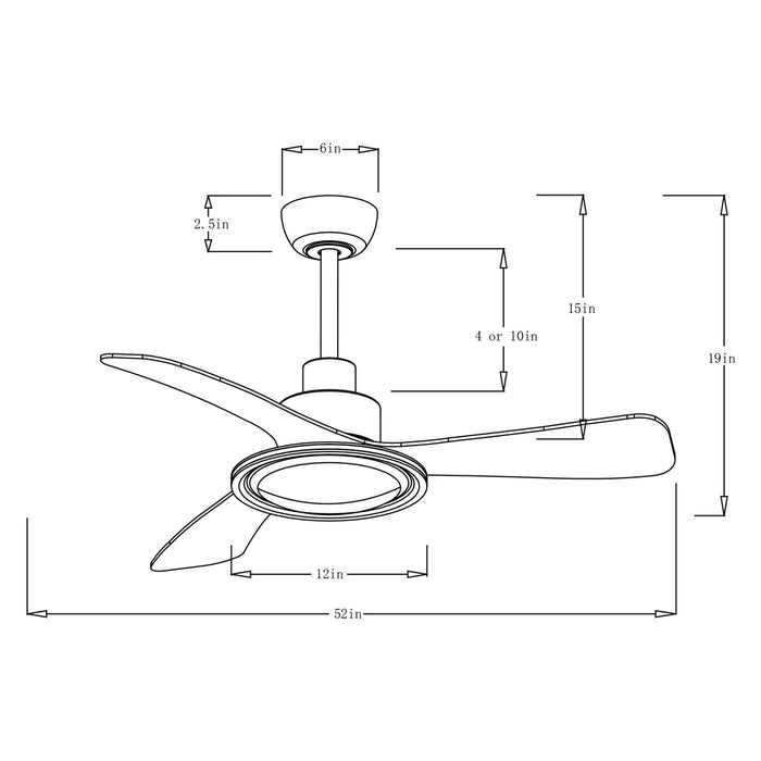 52" Bohemian Industrial DC Motor Downrod Mount Reversible Ceiling Fan with Lighting and Remote Control - Sweatfully