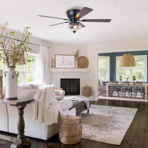 52" 5 Blades DC Motor Modern Flush Mount Ceiling Fan - Sweatfully