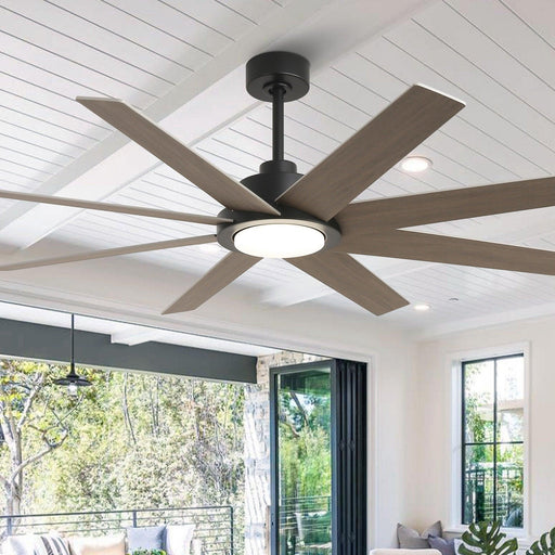 60" DC Motor 8 Blades Modern Downrod Mount Ceiling Fan with LED Light and Remote Control - Sweatfully