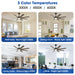 60" DC Motor 8 Blades Modern Downrod Mount Ceiling Fan with LED Light and Remote Control - Sweatfully