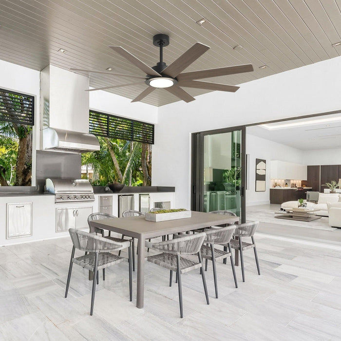 60" DC Motor 8 Blades Modern Downrod Mount Ceiling Fan with LED Light and Remote Control - Sweatfully