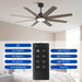 60" DC Motor 8 Blades Modern Downrod Mount Ceiling Fan with LED Light and Remote Control - Sweatfully