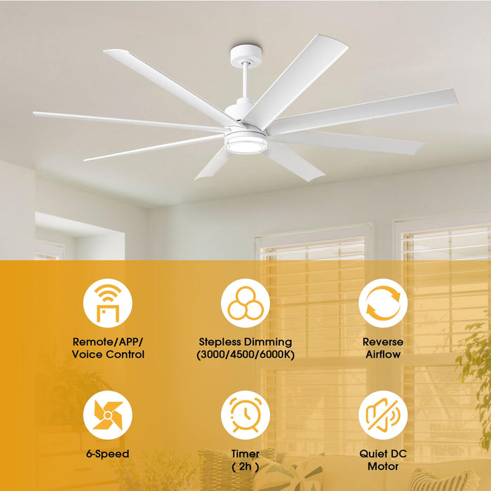 72 Inch Daugava Modern Downrod Mount Smart Fan with LED Light - Sweatfully