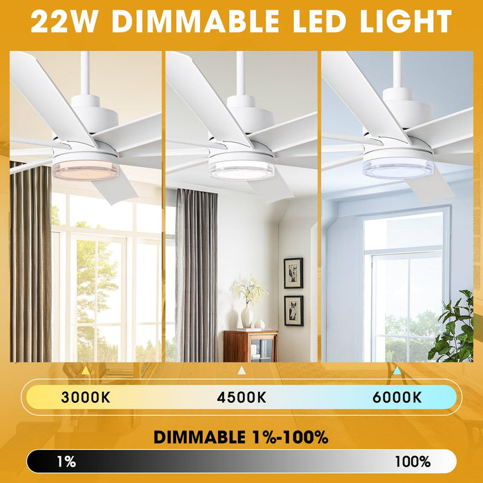 72 Inch Daugava Modern Downrod Mount Smart Fan with LED Light - Sweatfully