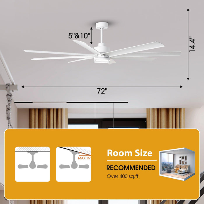 72 Inch Daugava Modern Downrod Mount Smart Fan with LED Light - Sweatfully