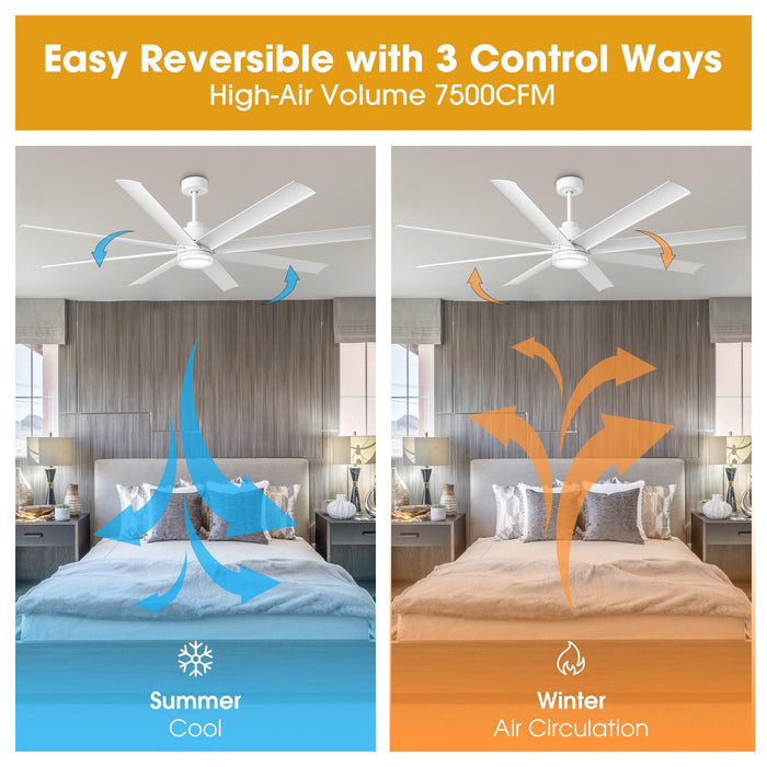 72 Inch Daugava Modern Downrod Mount Smart Fan with LED Light - Sweatfully