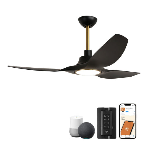52" DC Motor 3 Blades Modern Downrod Mount Smart Fan with LED Light - Sweatfully