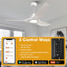52" DC Motor 3 Blades Modern Downrod Mount Smart Fan with LED Light - Sweatfully