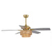 52 Inch Danube Farmhouse DC Motor Golden Downrod Ceiling Fan with Light - Sweatfully