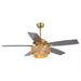 52 Inch Danube Farmhouse DC Motor Golden Downrod Ceiling Fan with Light - Sweatfully