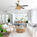 52 Inch Danube Farmhouse DC Motor Golden Downrod Ceiling Fan with Light - Sweatfully