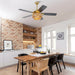 52 Inch Danube Farmhouse DC Motor Golden Downrod Ceiling Fan with Light - Sweatfully