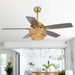 52 Inch Danube Farmhouse DC Motor Golden Downrod Ceiling Fan with Light - Sweatfully