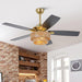52 Inch Danube Farmhouse DC Motor Golden Downrod Ceiling Fan with Light - Sweatfully