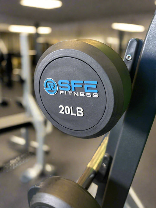 SFE Rubber Fixed Straight Barbell SET 20LBs - 110LBs with Rack (New) - Sweatfully