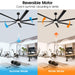 84 Inch 100 Inch Padus Black Large Size Ceiling Fan with Dimmable Lighting and Remote Control - Sweatfully