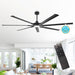 84 Inch 100 Inch Padus Black Large Size Ceiling Fan with Dimmable Lighting and Remote Control - Sweatfully