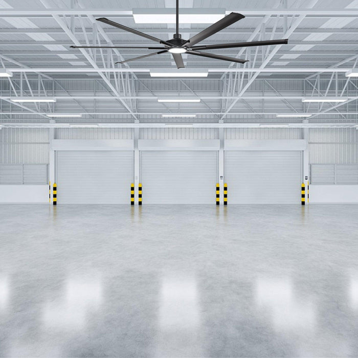 84 Inch 100 Inch Padus Black Large Size Ceiling Fan with Dimmable Lighting and Remote Control - Sweatfully