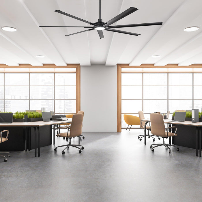 84 Inch 100 Inch Padus Black Large Size Ceiling Fan with Dimmable Lighting and Remote Control - Sweatfully
