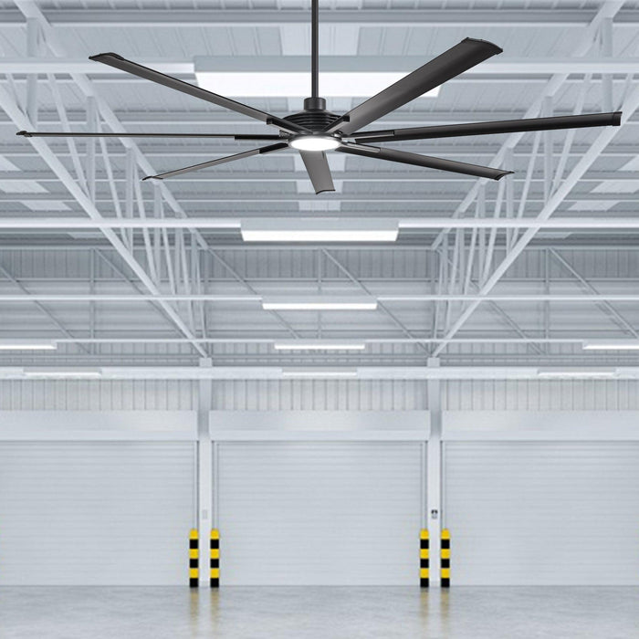 84 Inch 100 Inch Padus Black Large Size Ceiling Fan with Dimmable Lighting and Remote Control - Sweatfully