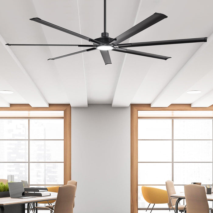 84 Inch 100 Inch Padus Black Large Size Ceiling Fan with Dimmable Lighting and Remote Control - Sweatfully