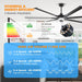 84 Inch 100 Inch Padus Black Large Size Ceiling Fan with Dimmable Lighting and Remote Control - Sweatfully