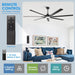 84 Inch 100 Inch Padus Black Large Size Ceiling Fan with Dimmable Lighting and Remote Control - Sweatfully